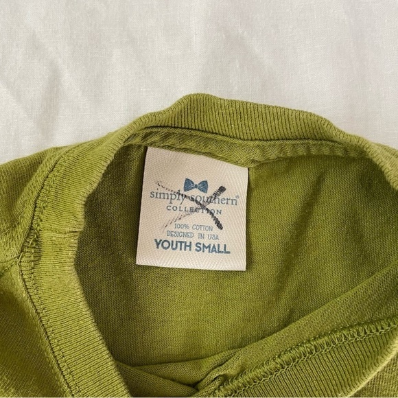 Simply Southern Youth SMALL Messy Bun Green Long Sleeve T shirt cotton USA - Picture 3 of 7